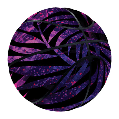Purple Tropical Leaves Print Basketball