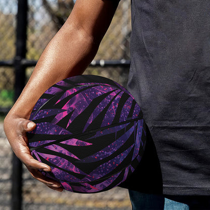 Purple Tropical Leaves Print Basketball