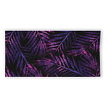 Purple Tropical Leaves Print Beach Towel