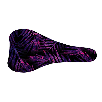 Purple Tropical Leaves Print Bicycle Seat Cover