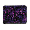 Purple Tropical Leaves Print Bifold Wallet