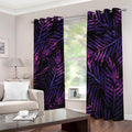 Purple Tropical Leaves Print Dimout Grommet Curtains