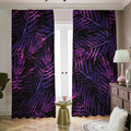 Purple Tropical Leaves Print Dimout Pencil Pleat Curtains