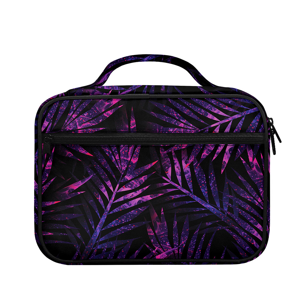Purple Tropical Leaves Print Briefcase Bible Bag