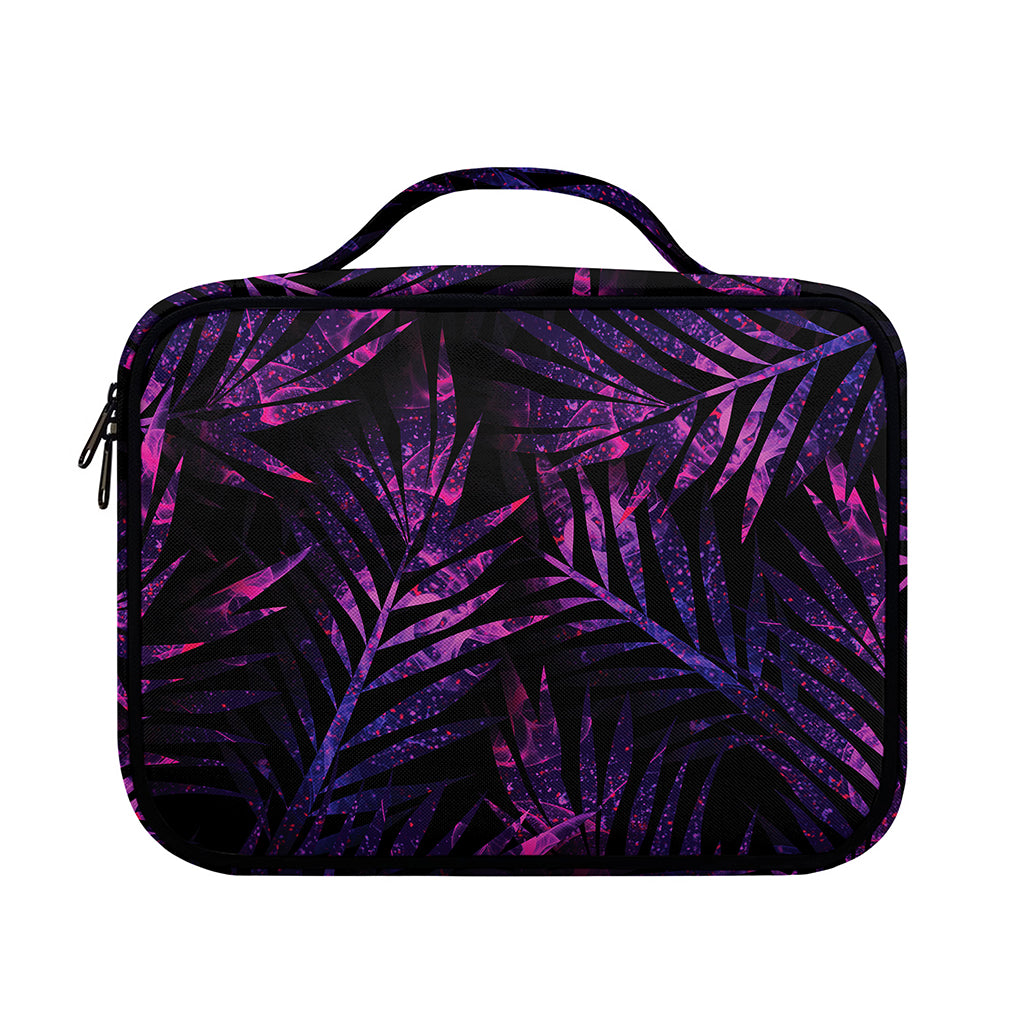 Purple Tropical Leaves Print Briefcase Bible Bag