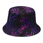 Purple Tropical Leaves Print Bucket Hat