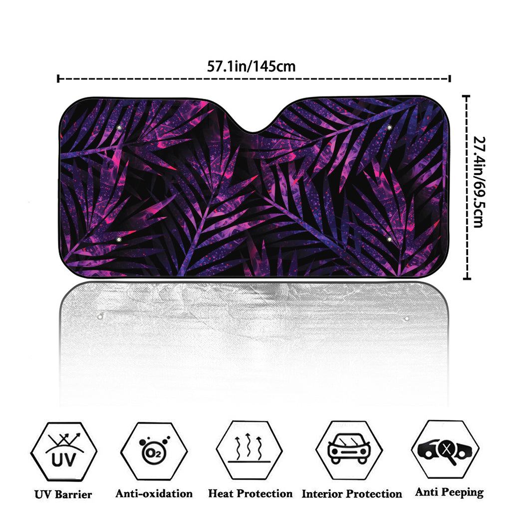 Purple Tropical Leaves Print Car Windshield Sun Shade
