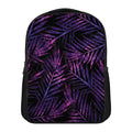 Purple Tropical Leaves Print Casual Backpack