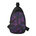 Purple Tropical Leaves Print Sling Bag