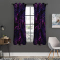 Purple Tropical Leaves Print Grommet Curtain Panels
