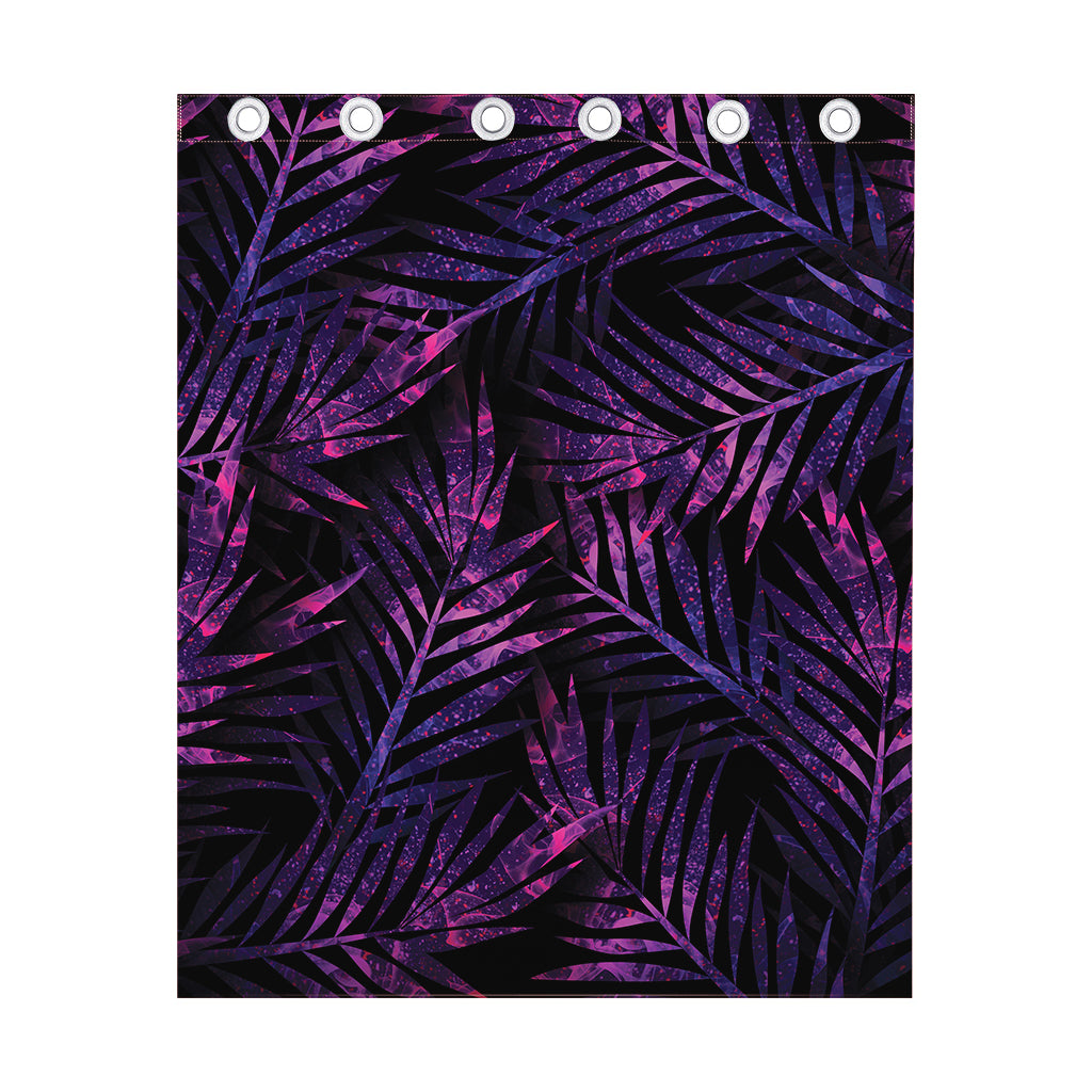 Purple Tropical Leaves Print Curtain