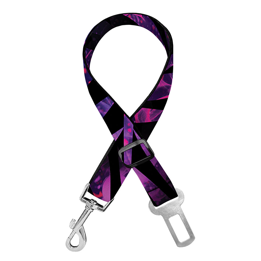 Purple Tropical Leaves Print Dog Seat Belt