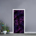 Purple Tropical Leaves Print Door Sticker