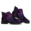 Purple Tropical Leaves Print Flat Ankle Boots