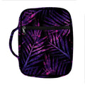 Purple Tropical Leaves Print Front Pocket Bible Bag