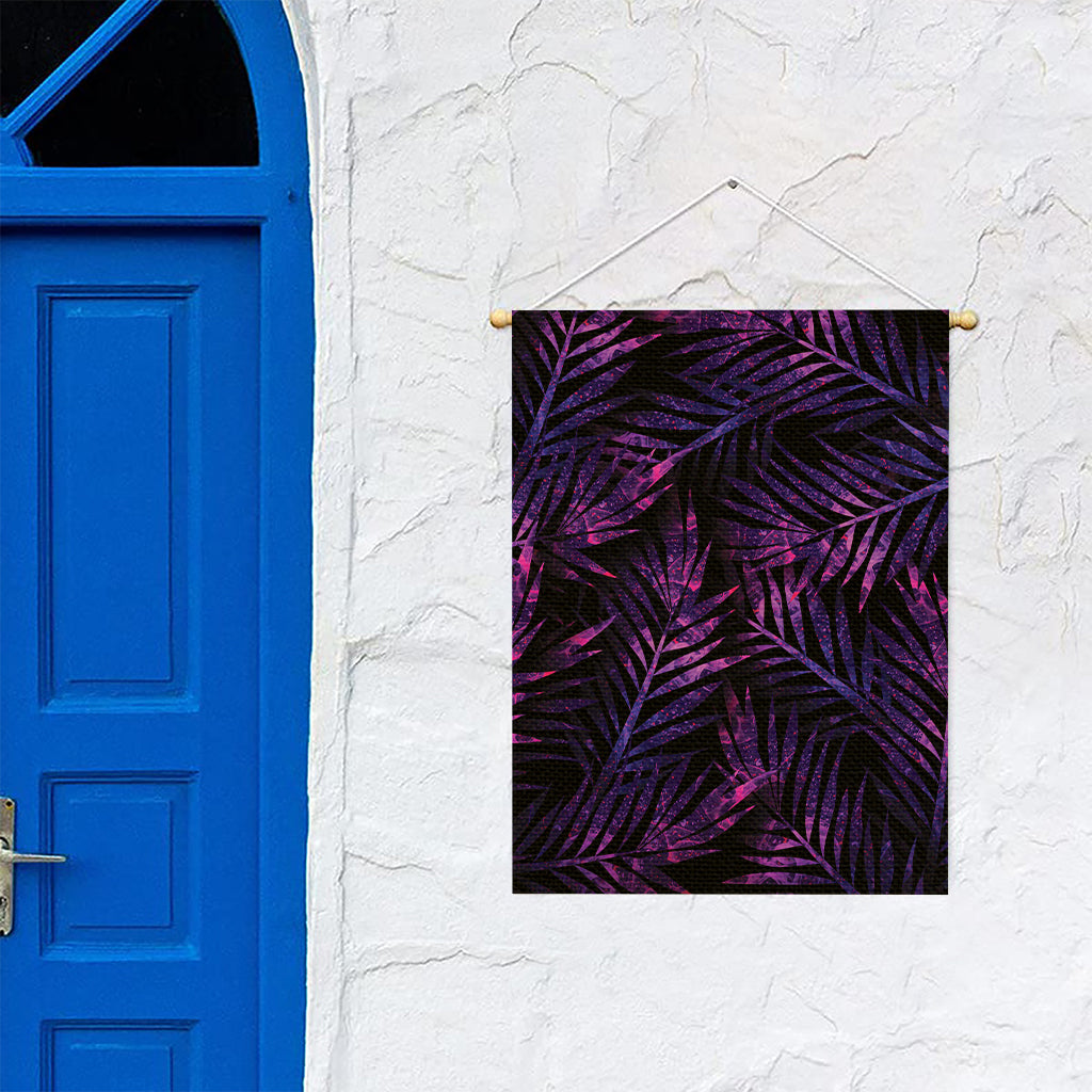 Purple Tropical Leaves Print Garden Flag