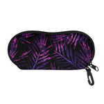 Purple Tropical Leaves Print Glasses Case