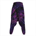 Purple Tropical Leaves Print Hammer Pants