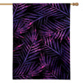 Purple Tropical Leaves Print House Flag