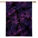 Purple Tropical Leaves Print House Flag