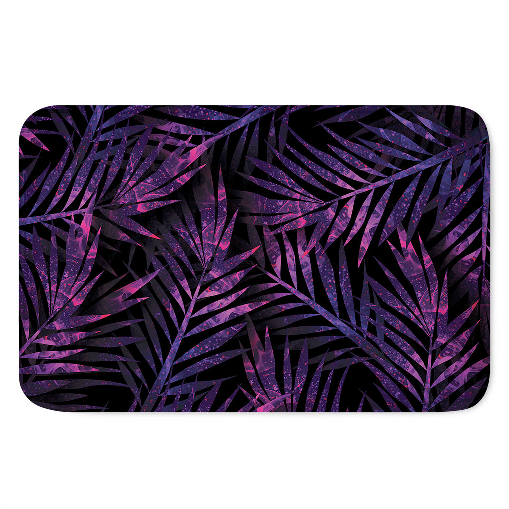 Purple Tropical Leaves Print Indoor Door Mat