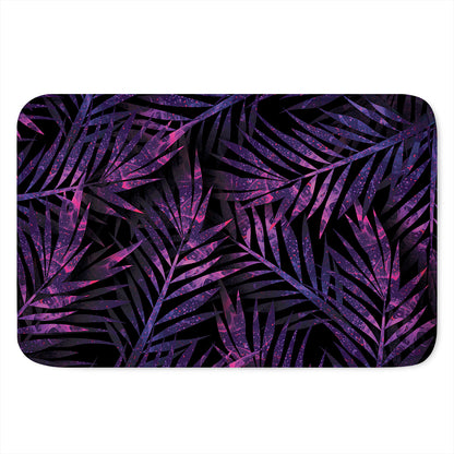 Purple Tropical Leaves Print Indoor Door Mat