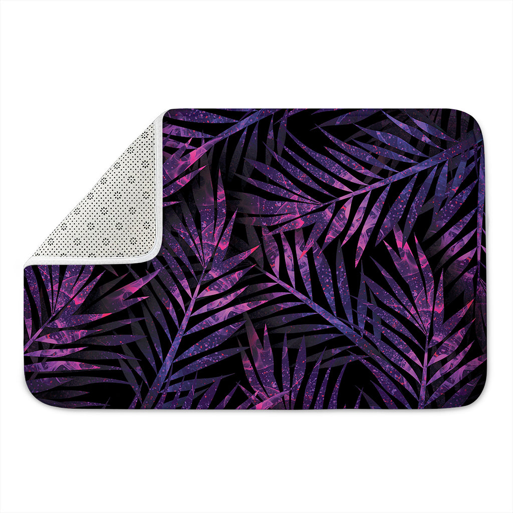 Purple Tropical Leaves Print Indoor Door Mat