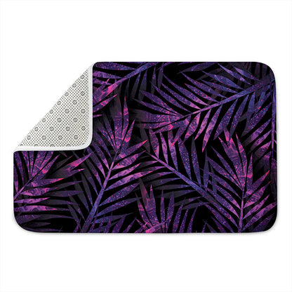 Purple Tropical Leaves Print Indoor Door Mat