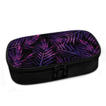 Purple Tropical Leaves Print Insulin Cooler Travel Case