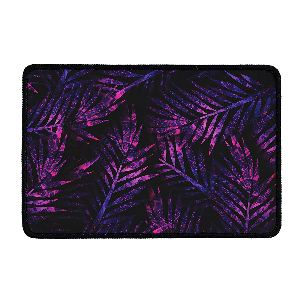 Purple Tropical Leaves Print Kitchen Mat