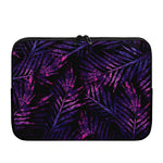 Purple Tropical Leaves Print Laptop Sleeve
