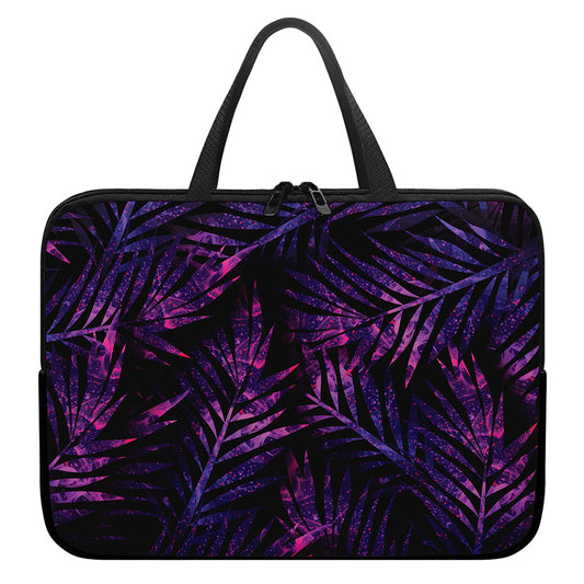 Purple Tropical Leaves Print Laptop Sleeve With Handle