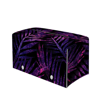 Purple Tropical Leaves Print Leather Tissue Box Cover