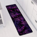 Purple Tropical Leaves Print Long Kitchen Mat