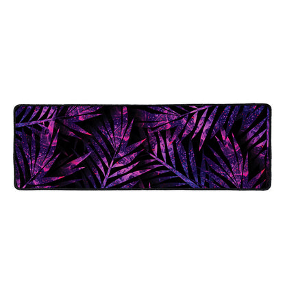 Purple Tropical Leaves Print Long Kitchen Mat