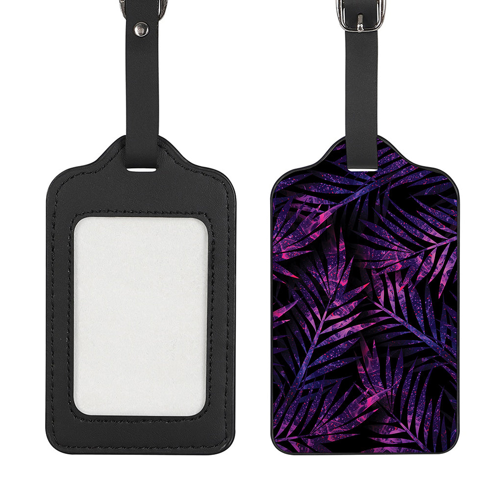 Purple Tropical Leaves Print Luggage Tag
