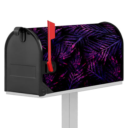 Purple Tropical Leaves Print Mailbox Cover