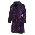Purple Tropical Leaves Print Men's Bathrobe