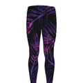 Purple Tropical Leaves Print Men's Leggings