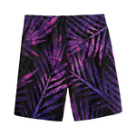 Purple Tropical Leaves Print Men's Sports Shorts