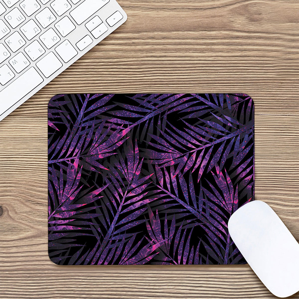 Purple Tropical Leaves Print Mouse Pad