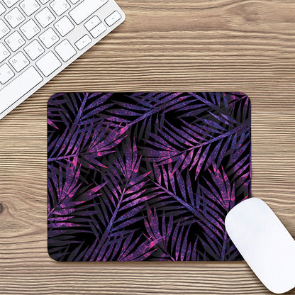Purple Tropical Leaves Print Mouse Pad
