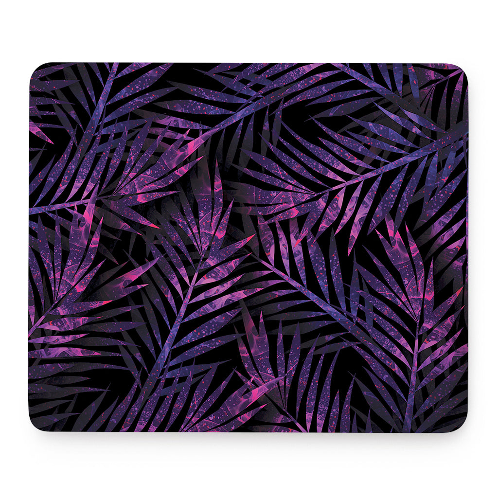 Purple Tropical Leaves Print Mouse Pad