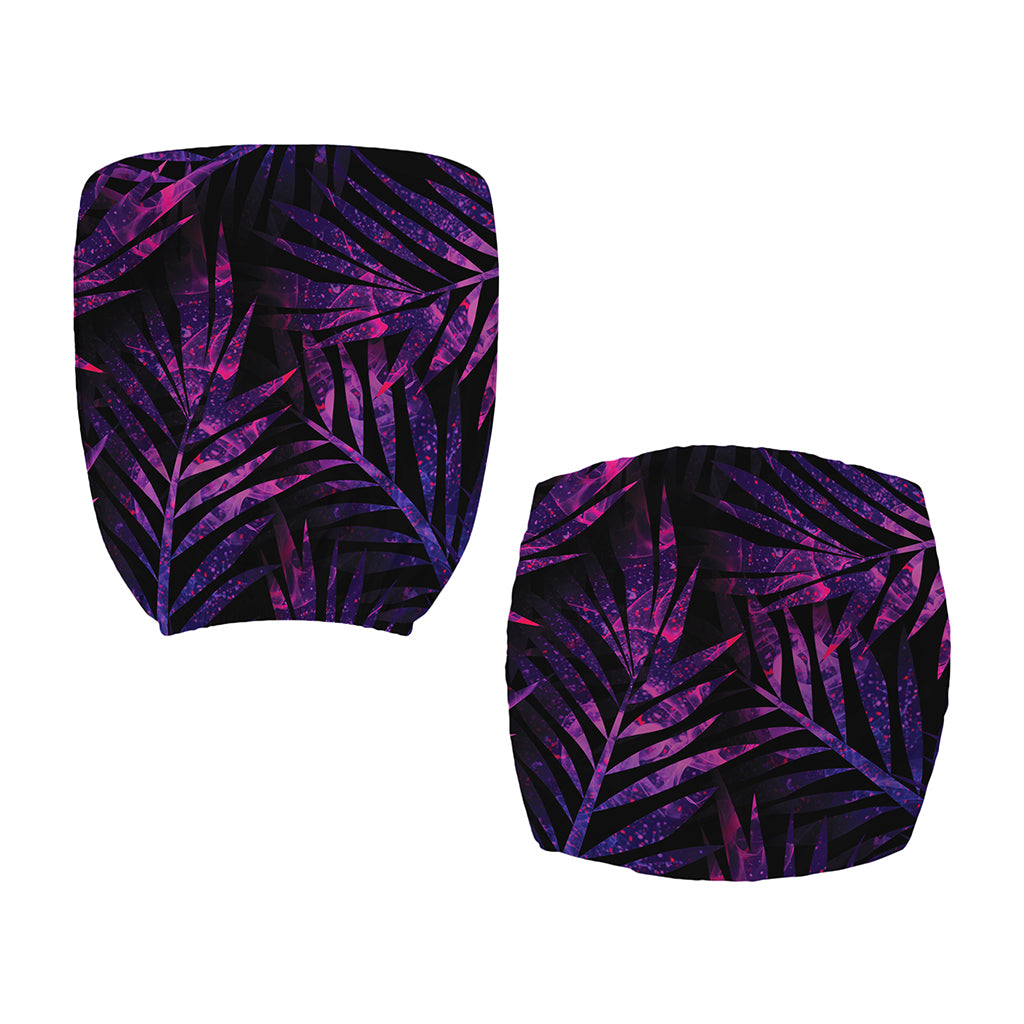 Purple Tropical Leaves Print Office Chair Cover