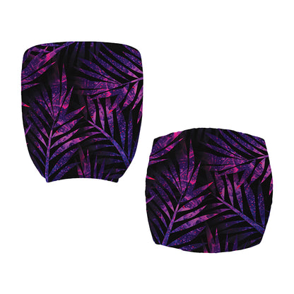 Purple Tropical Leaves Print Office Chair Cover