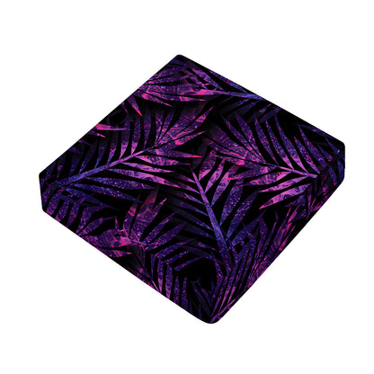 Purple Tropical Leaves Print Outdoor Seat Cushion Cover