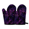 Purple Tropical Leaves Print Oven Mitts