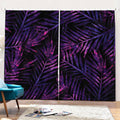 Purple Tropical Leaves Print Pencil Pleat Curtains