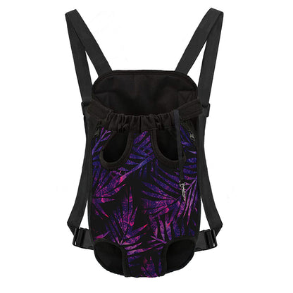Purple Tropical Leaves Print Pet Carrier Backpack