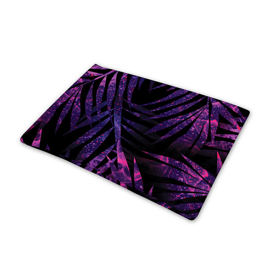 Purple Tropical Leaves Print Pet Cooling Mat Cover